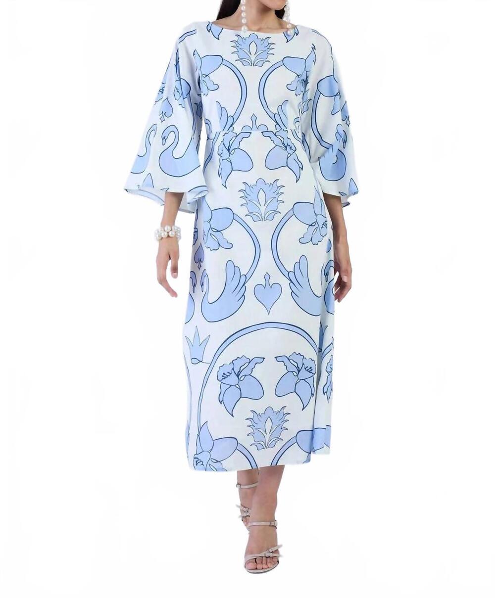 NEW BEYOND BY VERA camelia monaco celeste dress in blue and white